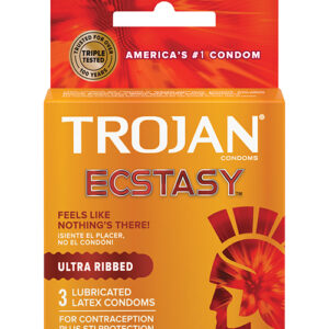 Shop Trojan Ultra Ribbed Ecstasy Condoms - Box of 3 online