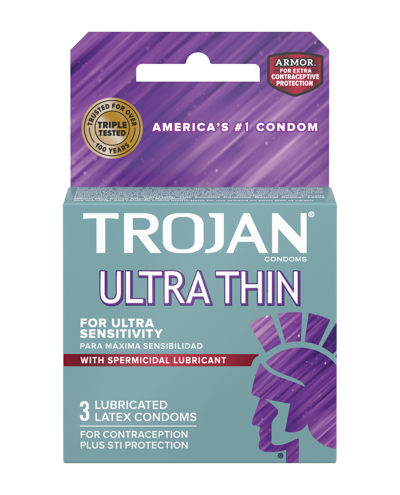 Shop Trojan Ultra Thin Armor Spermicidal - Box of 3 online