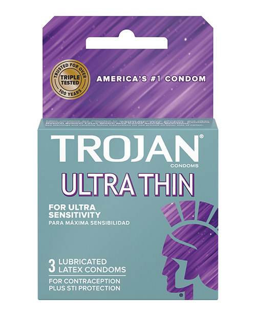 Shop Trojan Ultra Thin Lubricated Condoms - Box of 3 online