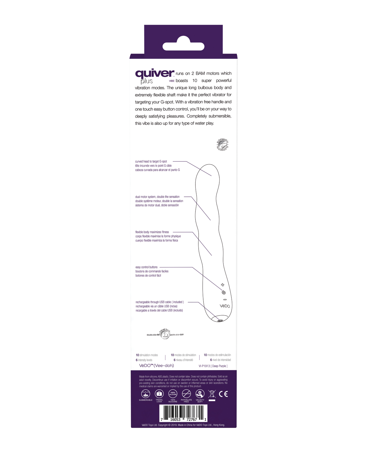 Shop VeDO VeDO Quiver Plus Rechargeable Vibe - Deep Purple