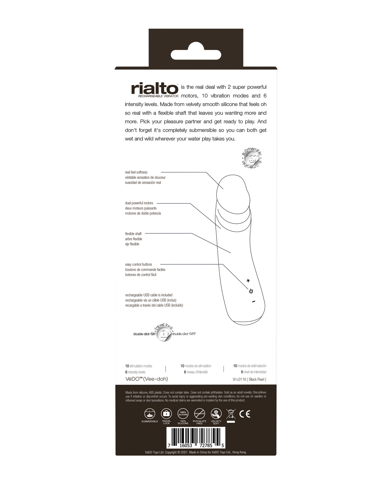 Order VeDO Rialto Rechargeable Vibe - Black Pearl online