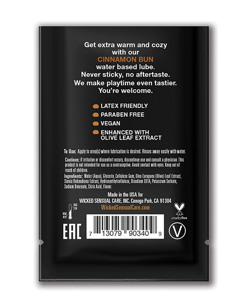Order Wicked Sensual Care Aqua Waterbased Lubricant - .1 oz Cinnamon Bun online