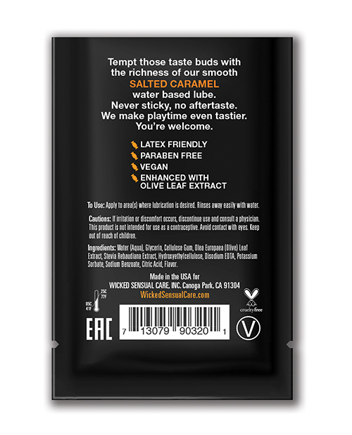 Order Wicked Sensual Care Aqua Waterbased Lubricant - .1 oz Salted Caramel online