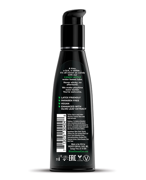 Order Wicked Sensual Care Aqua Waterbased Lubricant - 4 oz Candy Apple online