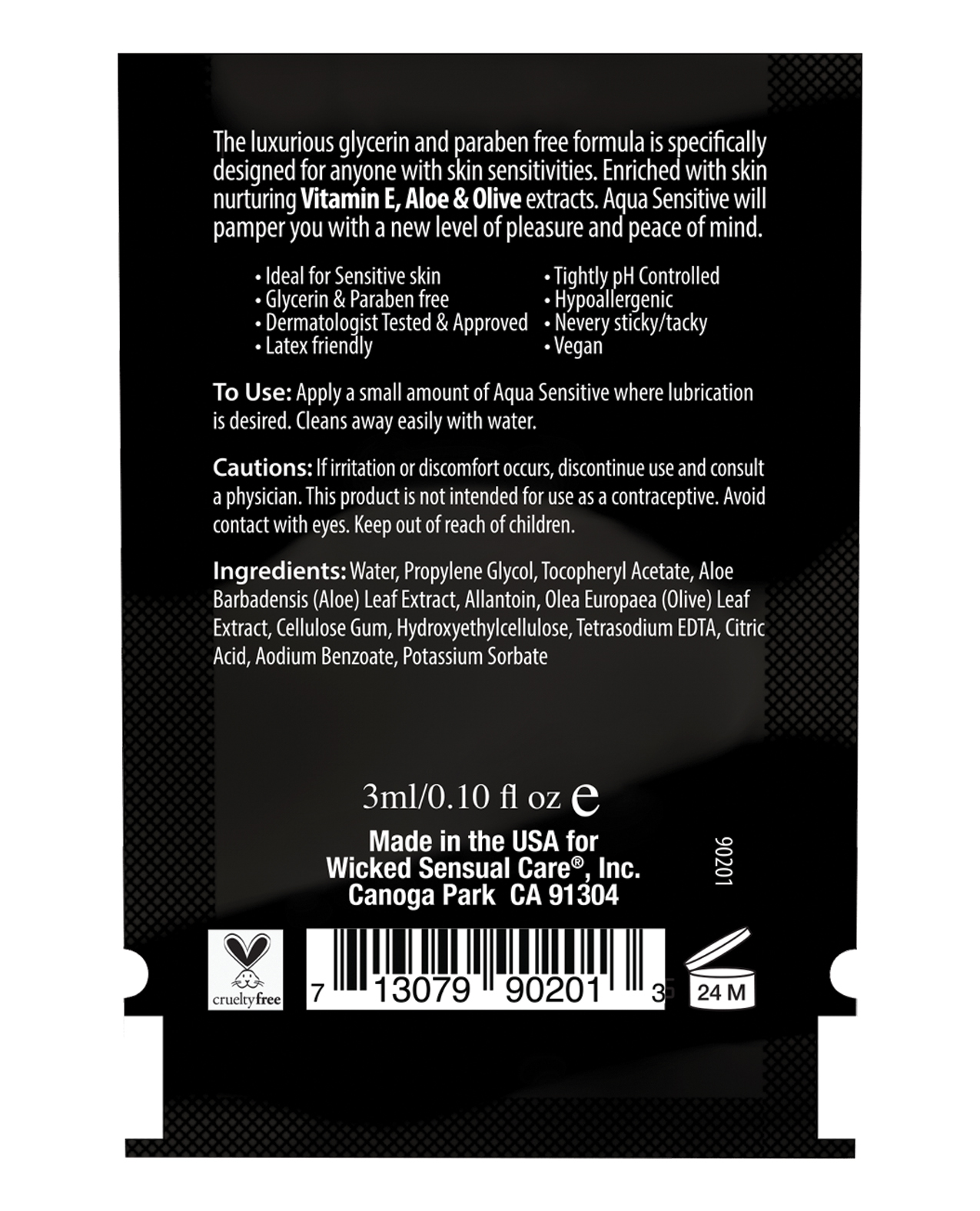 Order Wicked Sensual Care Hypoallergenic Aqua Sensitive Water Based Lubricant - .1 oz online