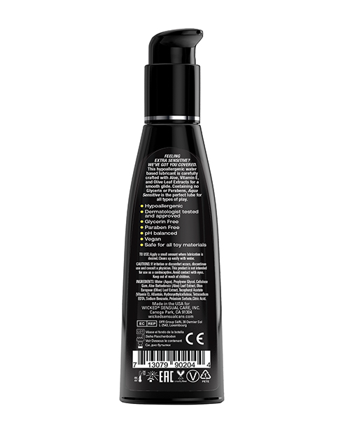 Order Wicked Sensual Care Hypoallergenic Aqua Sensitive Waterbased Lubricant - 4 oz Unscented online