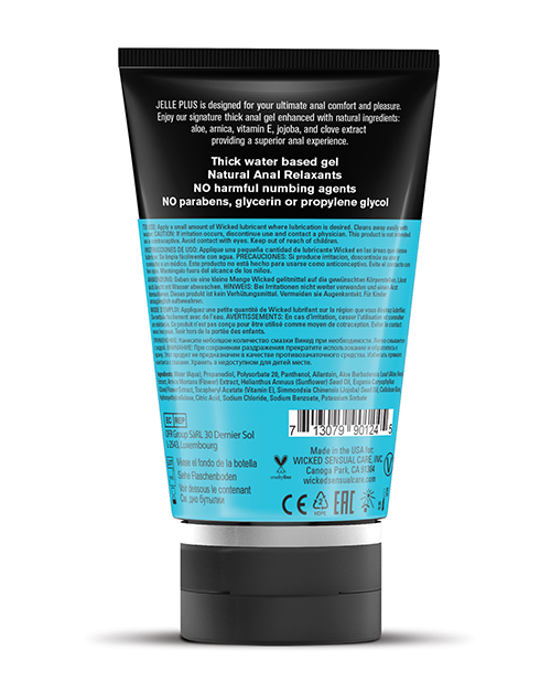 Order Wicked Sensual Care Jelle Plus Water Based Anal Lubricant with Relaxants - 4 oz online
