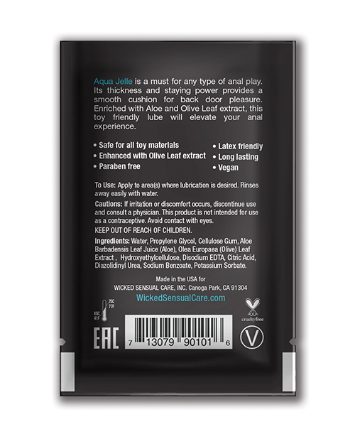 Order Wicked Sensual Care Jelle Water Based Anal Lubricant - .1 oz Fragrance Free online