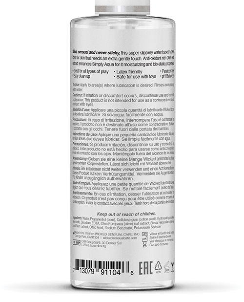 Order Wicked Sensual Care Simply Aqua Waterbased Lubricant - 4 oz online