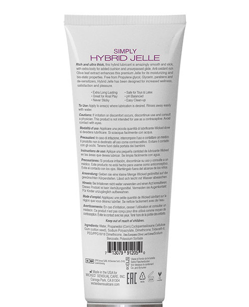 Order Wicked Sensual Care Simply Hybrid Jelle Lubricant - 4 oz online