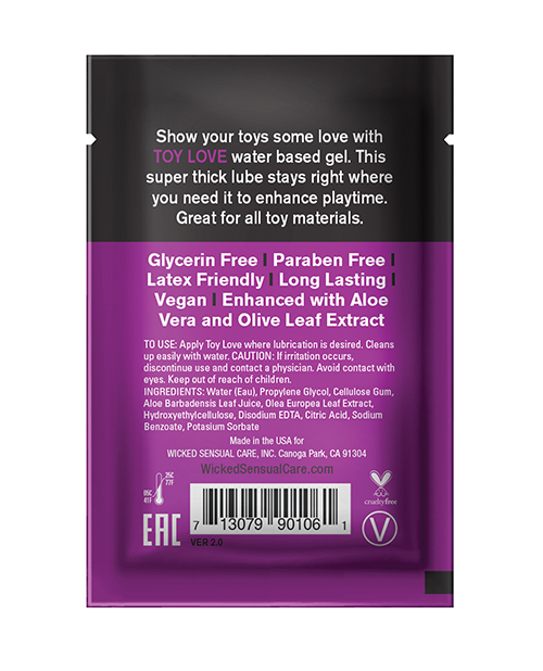 Order Wicked Sensual Care Toy Love Water Based Lubricant - .1 oz Fragrance Free online