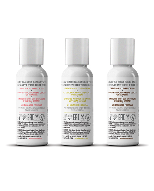 Wicked Sensual Care Tropical Trio Travel Size Flavored Lubes - 1 oz Bottles for sale