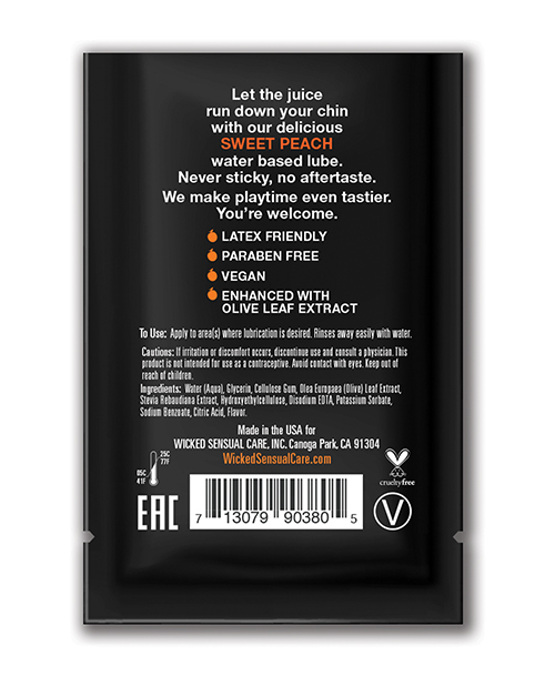 Order Wicked Sensual Care Waterbased Lubricant - .1 oz Sweet Peach online